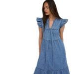 ONLSHANIA SL FRILL MIDI DNM DRESS
