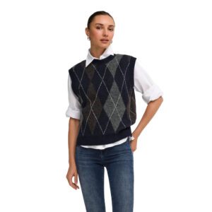 ONLRHOMBUS ARGYLE VEST KNIT