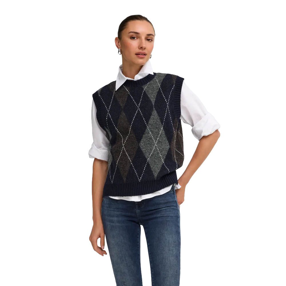 ONLRHOMBUS ARGYLE VEST KNIT