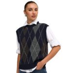 ONLRHOMBUS ARGYLE VEST KNIT