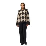 PCALVA LS LOOSE CHECK KNIT CARDIGAN