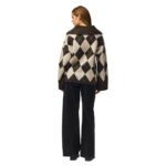 PCALVA LS LOOSE CHECK KNIT CARDIGAN