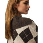 PCALVA LS LOOSE CHECK KNIT CARDIGAN