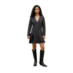 VMDOFFYJAQUARD LS BUTTON DRESS