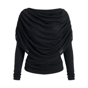 OBJDINA L/S BOATNECK CAPE TOP