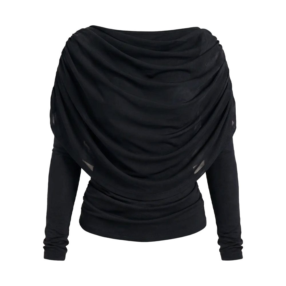 OBJDINA L/S BOATNECK CAPE TOP