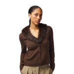PCSINNA LS V-NECK FLUF KNIT CARDIGAN