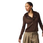PCSINNA LS V-NECK FLUF KNIT CARDIGAN