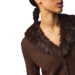 PCSINNA LS V-NECK FLUF KNIT CARDIGAN