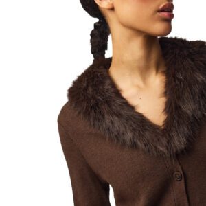 PCSINNA LS V-NECK FLUF KNIT CARDIGAN