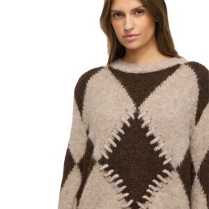 VITORA O-NECK L/S JACQUARD KNIT TOP