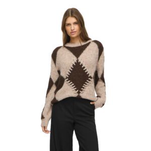VITORA O-NECK L/S JACQUARD KNIT TOP